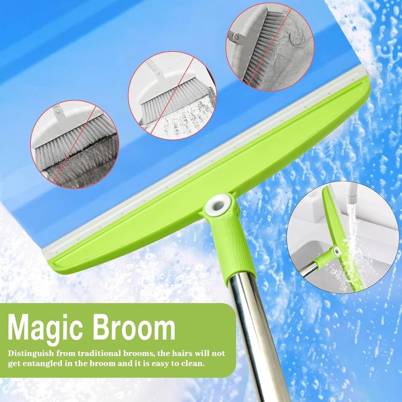 XXFLOWER Silicone Air Broom,Multifunction Magic Broom with Long Handle，Adjustable Rubber Squeegee Sweeping Water for Indoor Hardwood Floors,Kitchen,Concrete Floor,Bathroom Tile(Gray Green) - Image 5